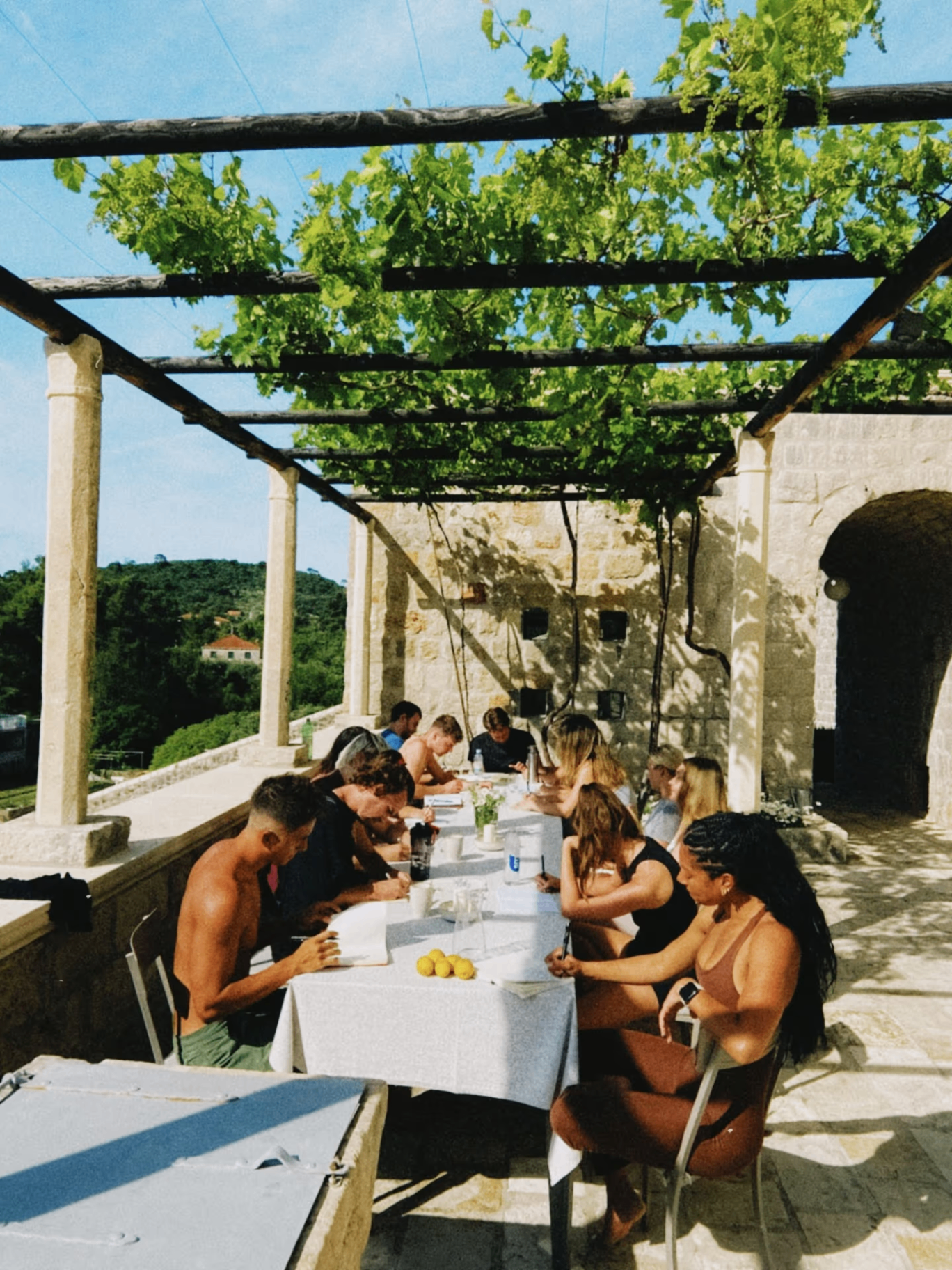 Villa pergola dining before race day